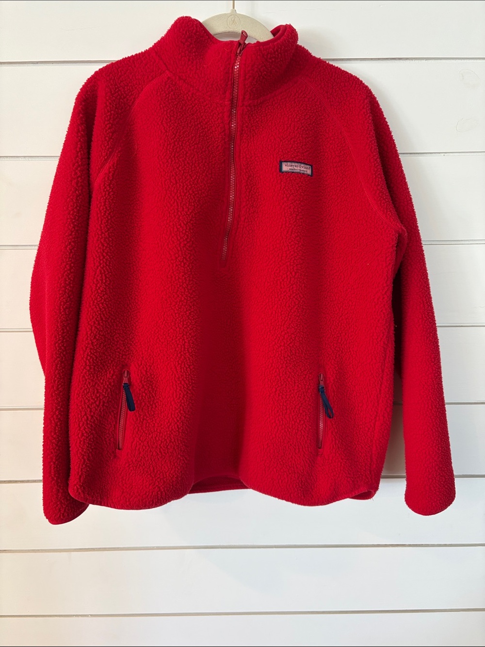Women’s Red Quarter-Zip Sherpa Fleece Pullover